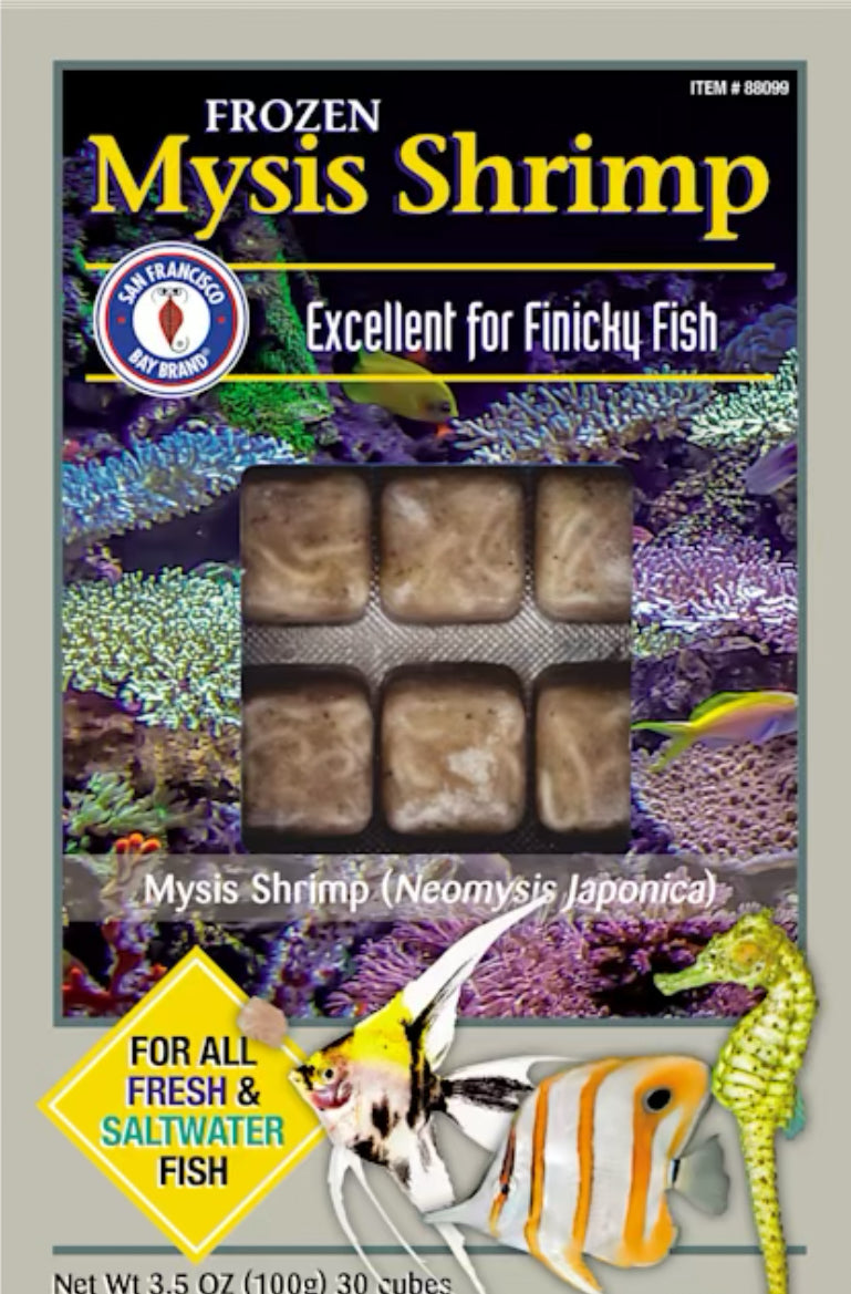 Frozen Mysis Shrimp Fish Food (30 cubes, 3.5 oz) - San Francisco Bay Brand